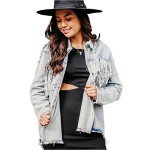 Entro Anthropologie Guest Brand Boho Fringe Shacket Jacket